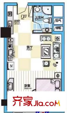 斯壯花園 1室 戶型圖