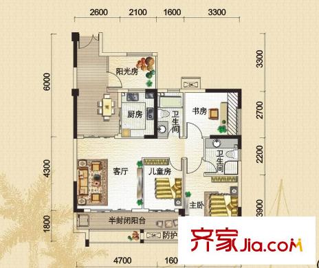 隆源國際公館戶型圖6#7#8#201-2601 A2戶型 2室2廳2衛(wèi)