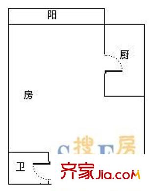 隆源國際公館 1室 戶型圖