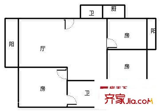 外灘新城 2室 戶型圖