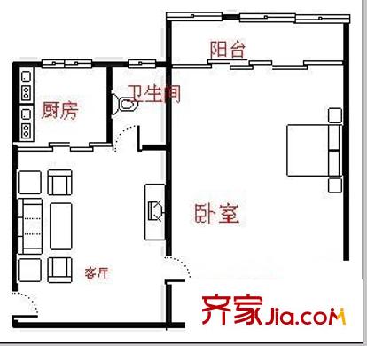 高新苑 1室 戶型圖