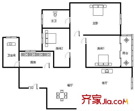 怡景公寓 3室 戶型圖