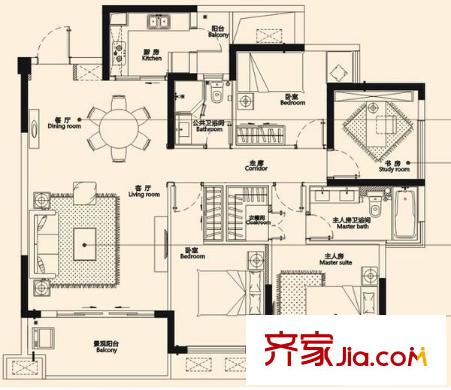 怡景公寓 4室 戶型圖