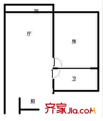 山水花都 1室 戶型圖