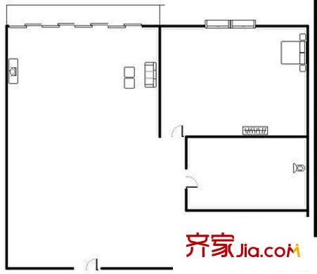 山水花都 1室 戶型圖