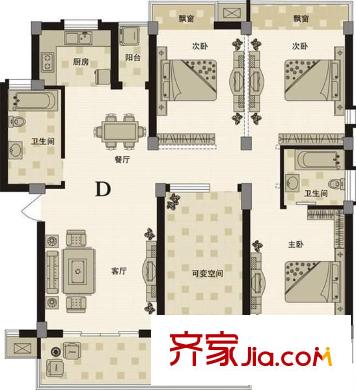 山水花都 4室 戶型圖