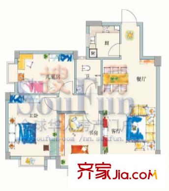 金禾灣戶型圖3室2廳1衛(wèi)1廚