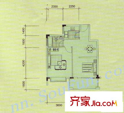 金禾灣戶型圖小兩房 2室1衛(wèi)1廚