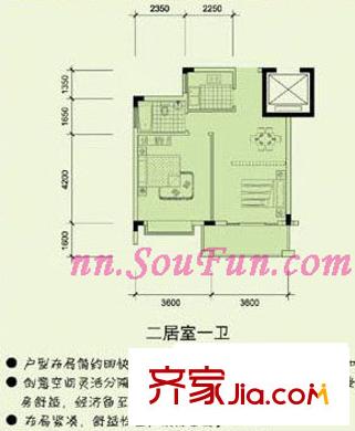 金禾灣戶型圖2室1廳1衛(wèi)1廚