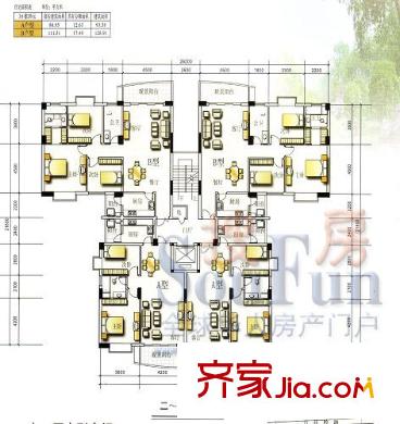 文景園戶型圖二~十層平面圖3#2 2室2廳1衛(wèi)1廚