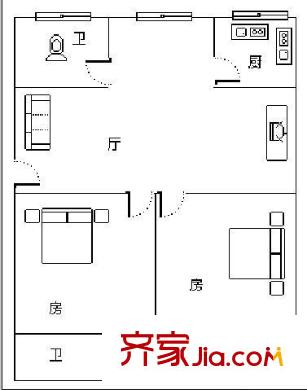 新竹小區(qū) 2室 戶型圖