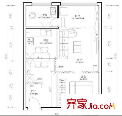 億利城 1室 戶型圖