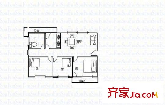 正新花園 3室 戶型圖