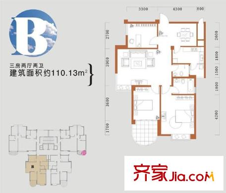 南湖國(guó)際廣場(chǎng) 3室 戶型圖