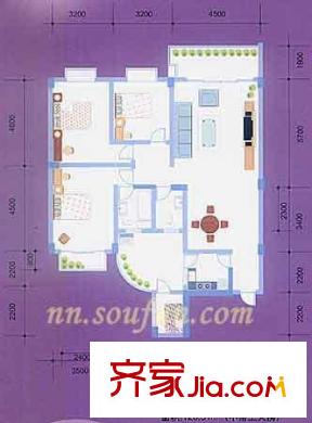 天賜良園戶型圖3室2廳2衛(wèi)1廚