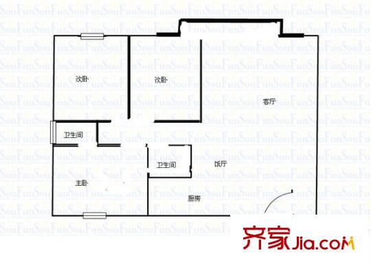 向南居金溪園 3室 戶型圖