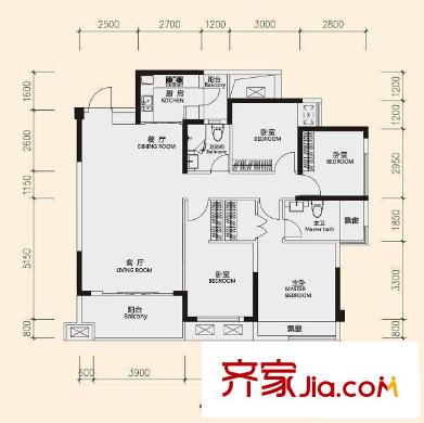 山水花都 4室 戶型圖
