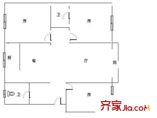 竹溪新興苑 3室 戶型圖