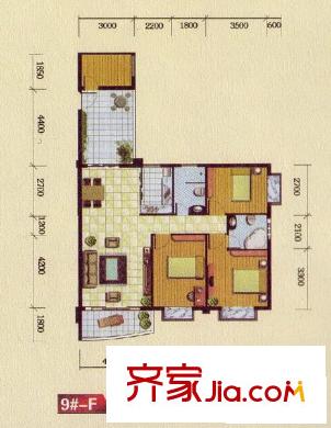 皇龍新城戶型圖9#-F 4室2廳2衛(wèi)1廚