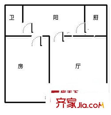 北湖安居小區(qū) 1室 戶型圖