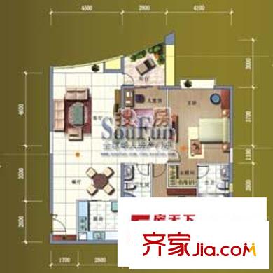 佳得鑫水晶城戶型圖金鴻居 3室2廳2衛(wèi)