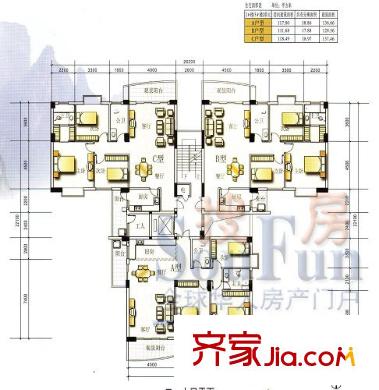 文景園戶型圖2#、3#2單元 3室2廳2衛(wèi)1廚