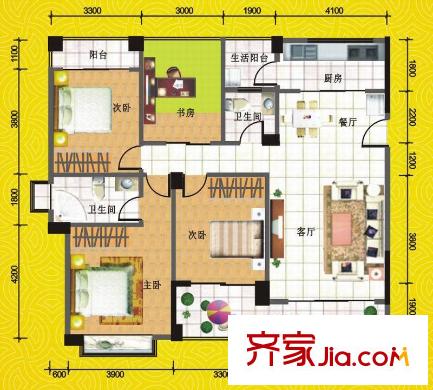 八桂鳳凰城D1戶型 4室2廳2衛(wèi)1廚