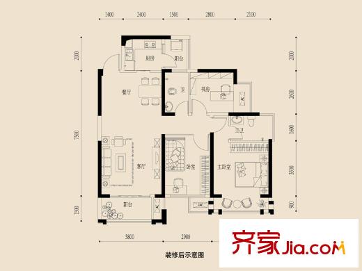 金源一品10棟03/05戶型 3室2廳2衛(wèi)1廚