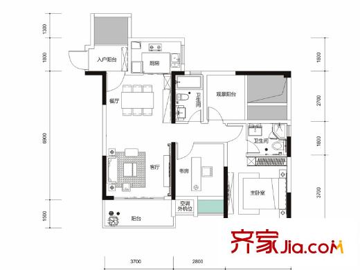 裕豐荔園05戶型 2室2廳2衛(wèi)