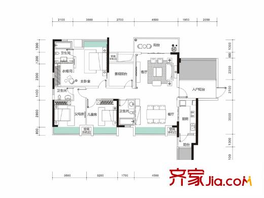 裕豐荔園01戶型 3室2廳3衛(wèi)