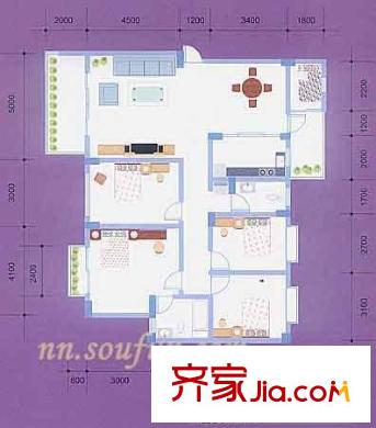 天賜良園戶型圖5室2廳2衛(wèi)1廚