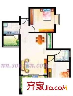 天賜良園戶型圖2室2廳1衛(wèi)1廚