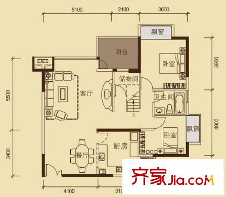 中鼎溫馨家園 5室 戶型圖