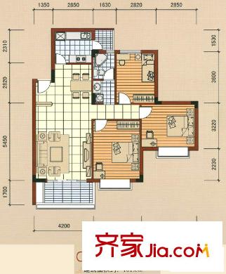 振寧翠峰戶型圖3室2廳1衛(wèi)1廚