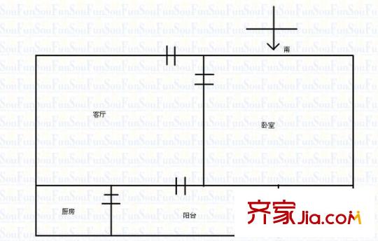 北湖安居小區(qū) 1室 戶型圖
