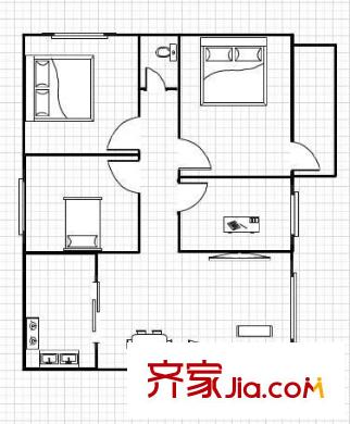 北湖安居小區(qū) 3室 戶型圖