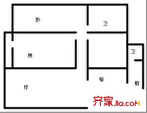北湖安居小區(qū) 2室 戶型圖