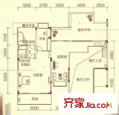 文萊御園2-8號樓中樓1戶型 6室3廳3衛(wèi)1廚