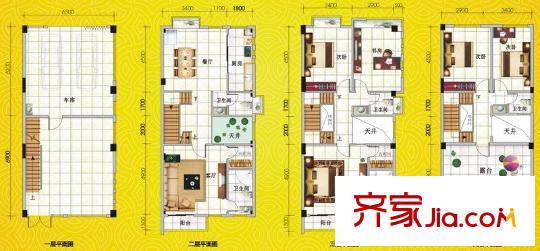 八桂鳳凰城聯(lián)排商業(yè)C戶型 5室2廳4衛(wèi)1廚