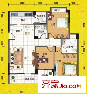 八桂鳳凰城D2戶型 3室2廳2衛(wèi)1廚