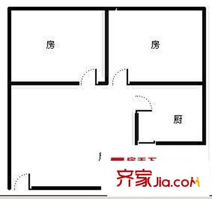 人民商廈住宅戶型圖人民商廈 2室 戶型圖 2室1廳1衛(wèi)1廚