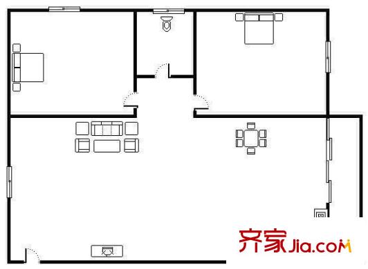 人民商廈住宅 2室 戶型圖