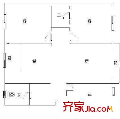 區(qū)通信管理局宿舍戶(hù)型圖郵電大院 3室2廳2衛(wèi)1廚