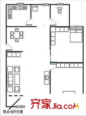 廣西路橋公司江南生活區(qū)戶(hù)型圖3 2室2廳1衛(wèi)1廚