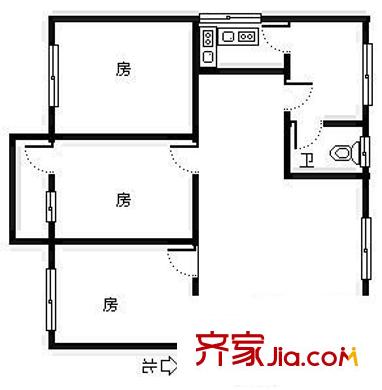 工行廣西分行宿舍 3室 戶型圖