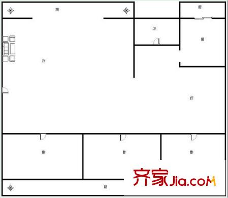國土資源廳職工住宅樓戶型圖1 3室2廳1衛(wèi)1廚