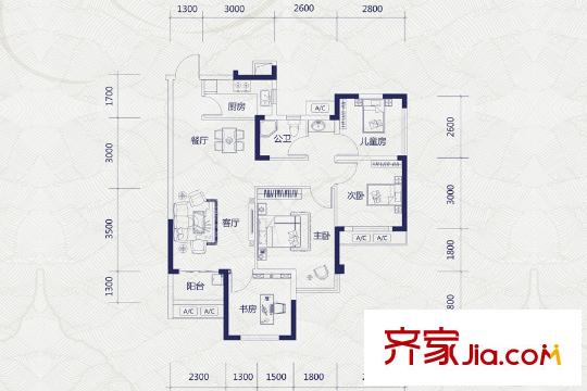 中海御湖熙岸10#樓G1戶型 4室2廳1衛(wèi)1廚