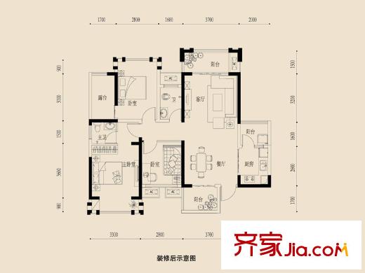 金源一品10棟01戶型 3室2廳2衛(wèi)1廚