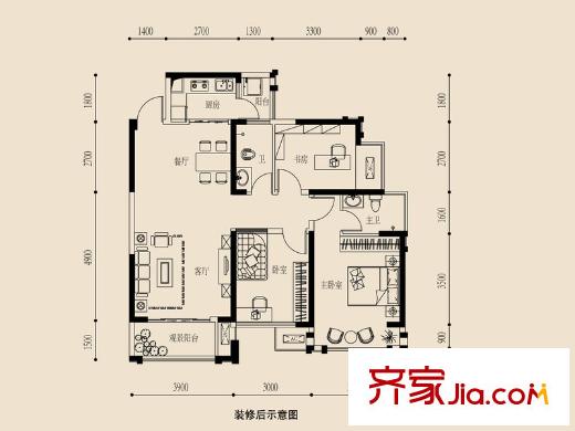 金源一品7棟03戶型 3室2廳2衛(wèi)1廚
