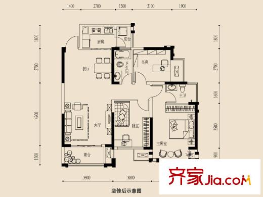 金源一品8棟03/05戶型 3室2廳2衛(wèi)1廚